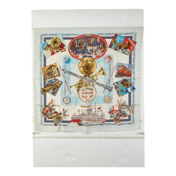 Hermes Hermès Carré 90 "THE ORIGINAL NEW ORLEANS CREOLE JAZZ 1923" Scarf, Lig... - Picture 1 of 7